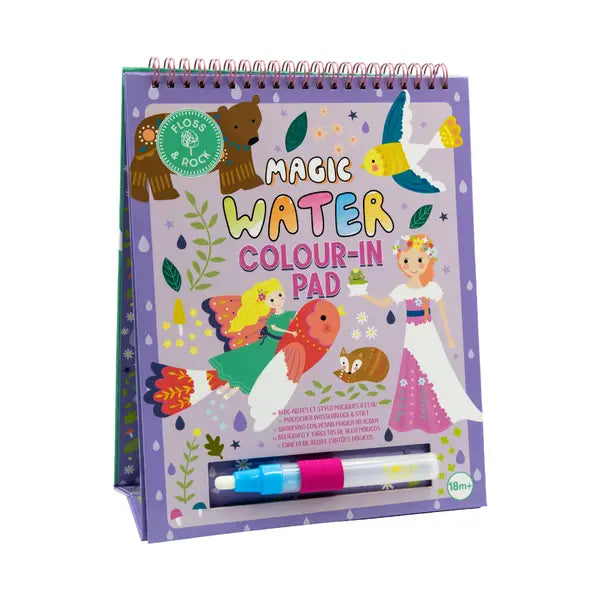 princess activity pad with fairy tale themed pages that can be brought to life with water. 