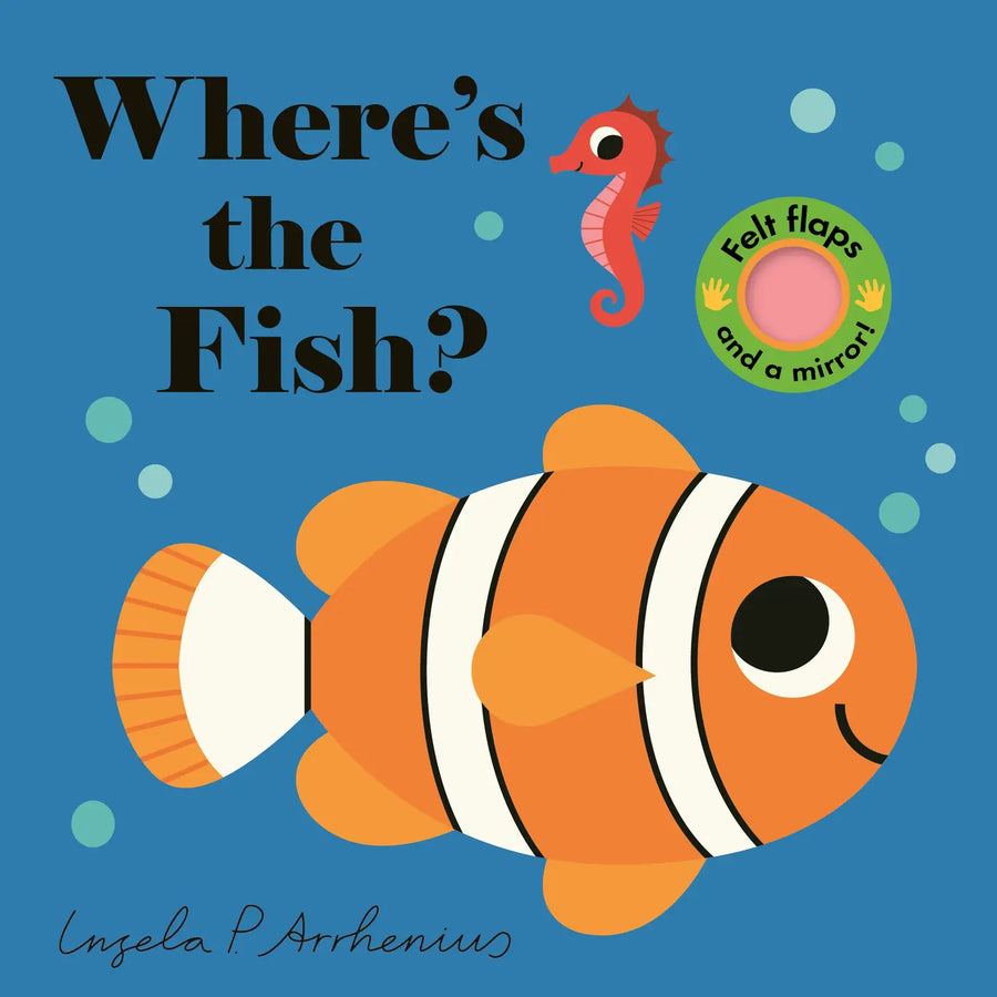 Book cover of 'Where's the Fish?' with a fish illustration and title on a blue background.