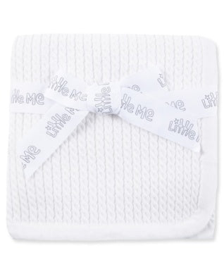 Baby Layette | Cable Knit-White Blanket | Little