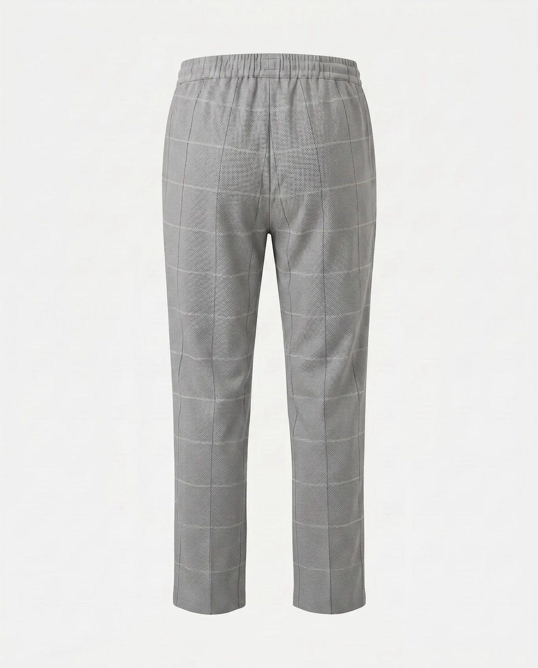 back of the everyday stretch pants with windowpane design. 