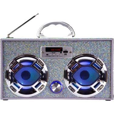 Wireless Boombox | Retro Bling - Iridescent Silver | Wireless Express - The Ridge Kids