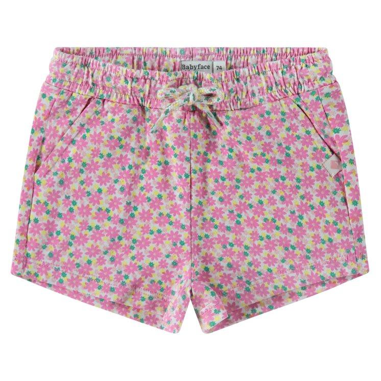 pastel pink diasis and tiny yellow flower shorts with elastic waist 