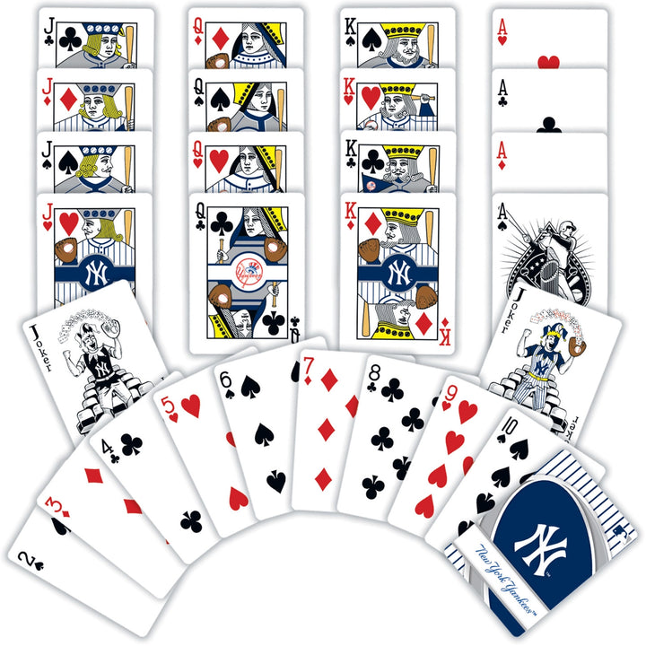 Set of playing cards with New York Yankees logo on a white background