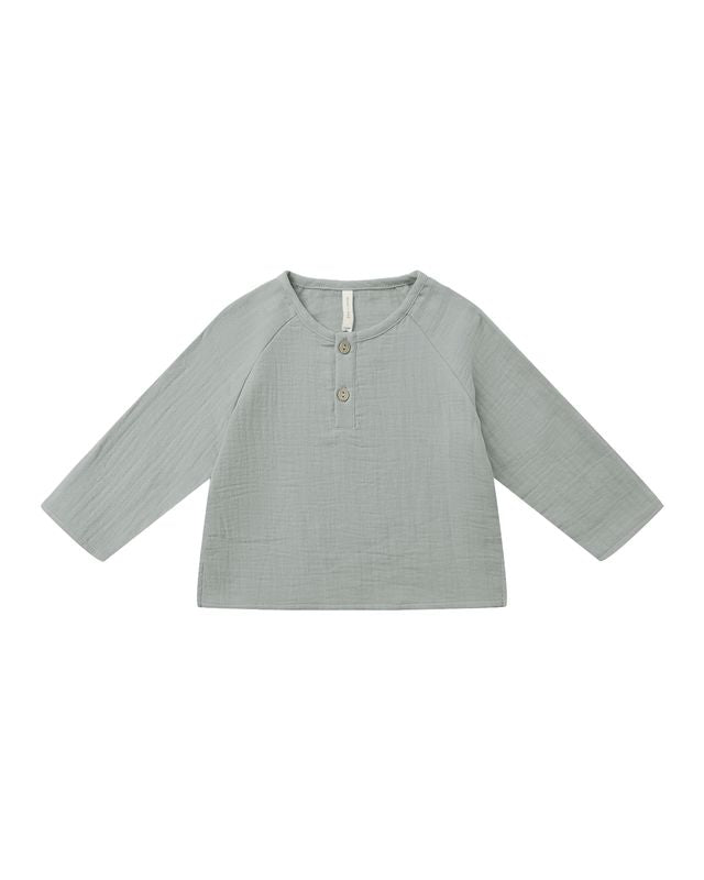 Baby Boy Sets | Zion Shirt Steel Blue and Woven Pants Blue Gingham | Quincy Mae