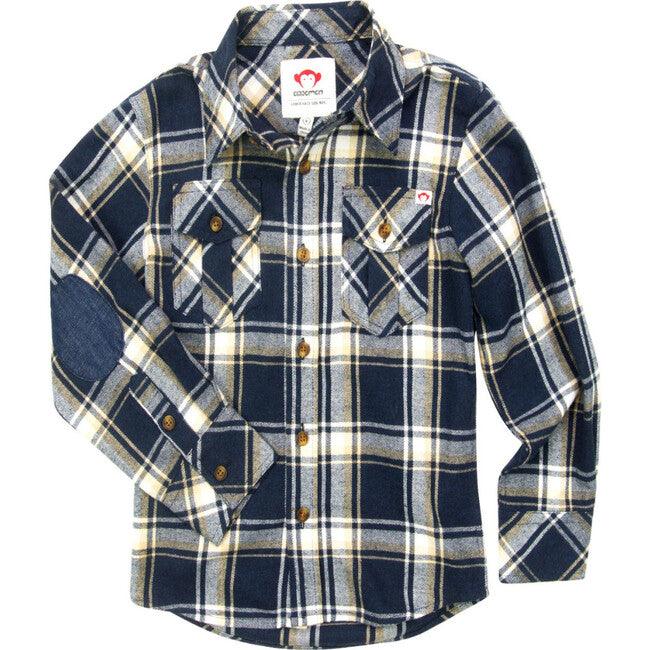 100% Cotton Button Down Flannel Shirt | Denim Blue Plaid | Appaman - The Ridge Kids