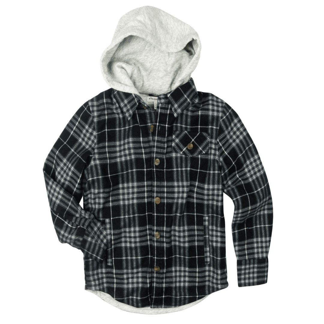 100% Cotton Glen Hooded Shirt | Black Plaid | Appaman - The Ridge Kids