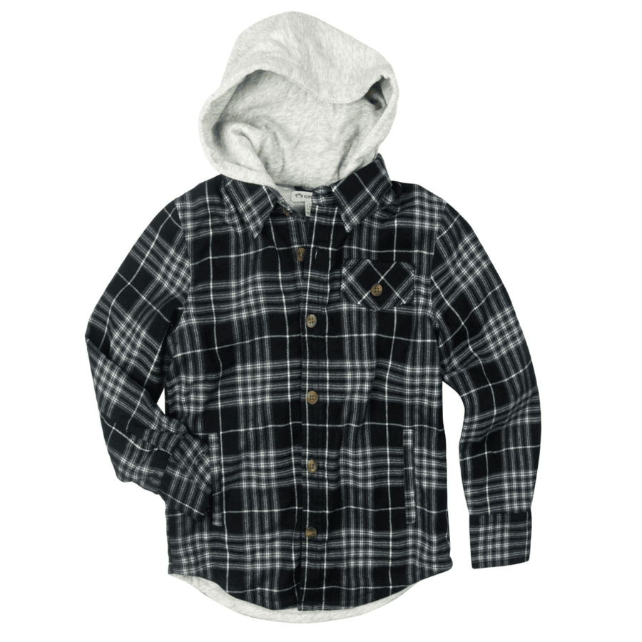 100% Cotton Glen Hooded Shirt | Black Plaid | Appaman - The Ridge Kids