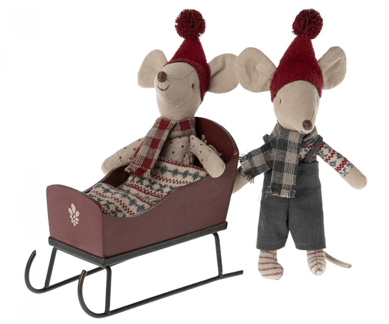 Pretend Play Toy | Red Heirloom Winter Sleigh for Plush Meileg Mouse Doll | Maileg - The Ridge Kids