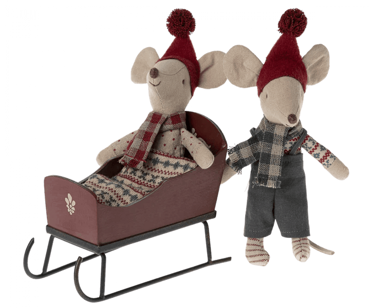 Pretend Play Toy | Red Heirloom Winter Sleigh for Plush Meileg Mouse Doll | Maileg - The Ridge Kids