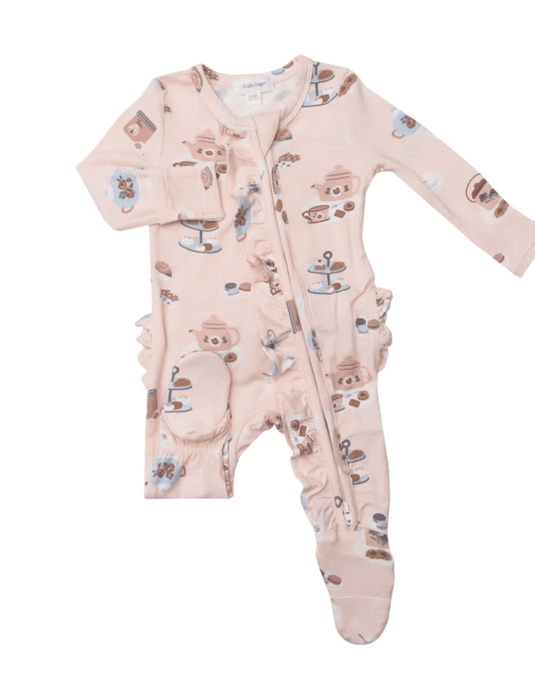 2 Way Ruffle Zipper Footie | Tea Party Time | Angel Dear - The Ridge Kids