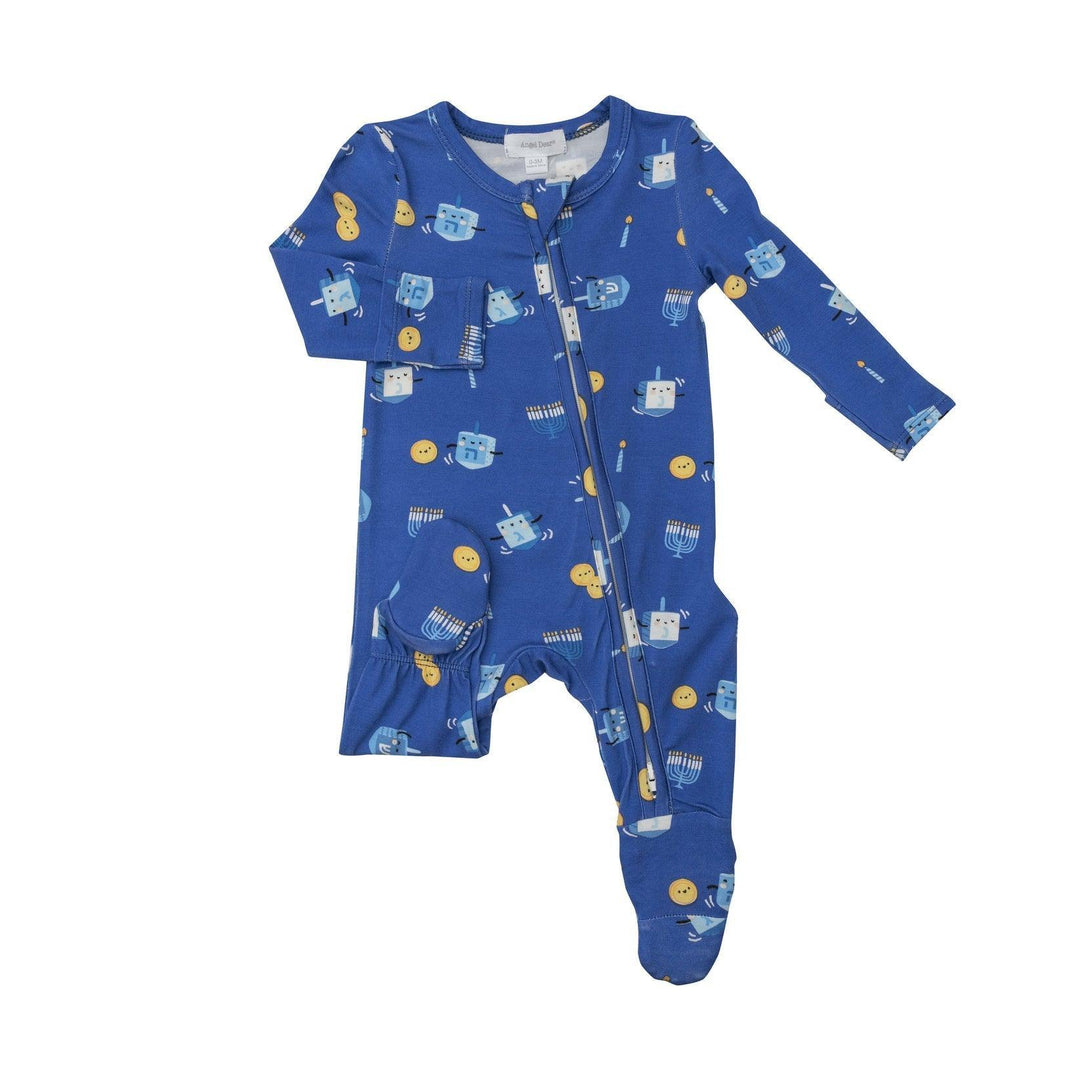2 Way Zipper Footie | Dreidel, Dreidel, Dreidel Hanukah Pajamas | Angel Dear - The Ridge Kids