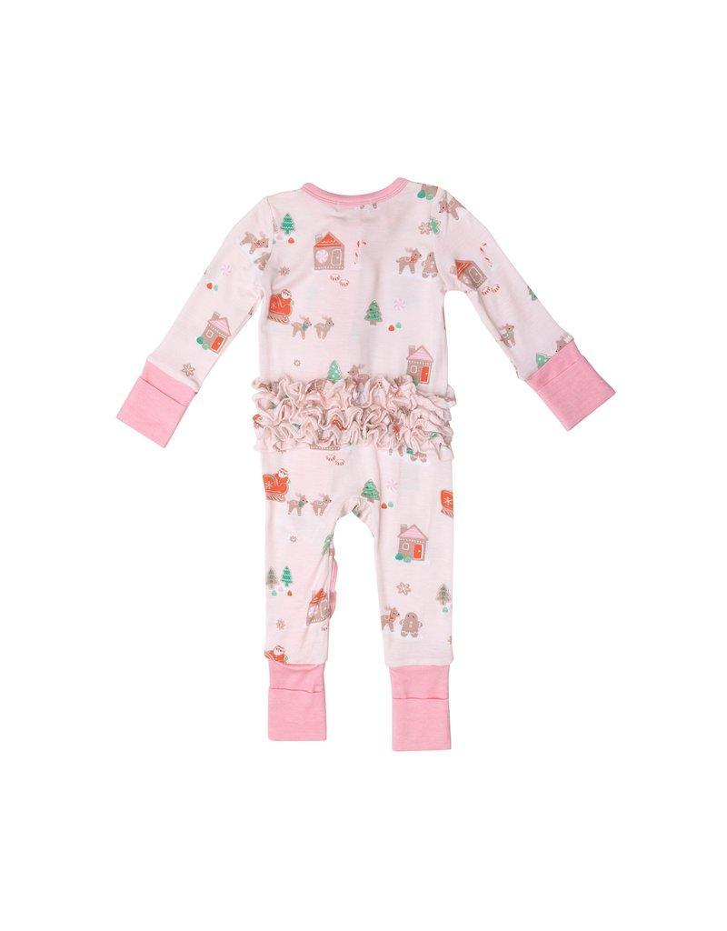 2 Way Zipper Romper | Gingerbread Sleigh Pink Christmas Pajamas | Angel Dear - The Ridge Kids