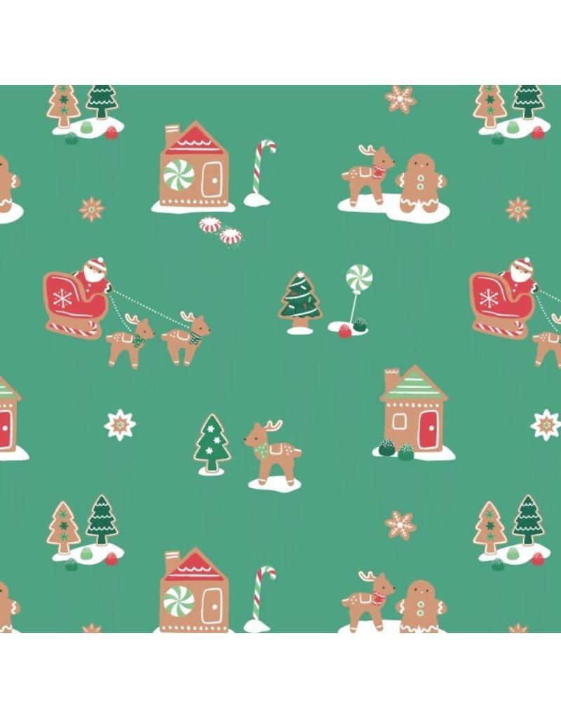 2 Way Zipper Romper | Gingerbread Sleigh Ride Green | Angel Dear - The Ridge Kids