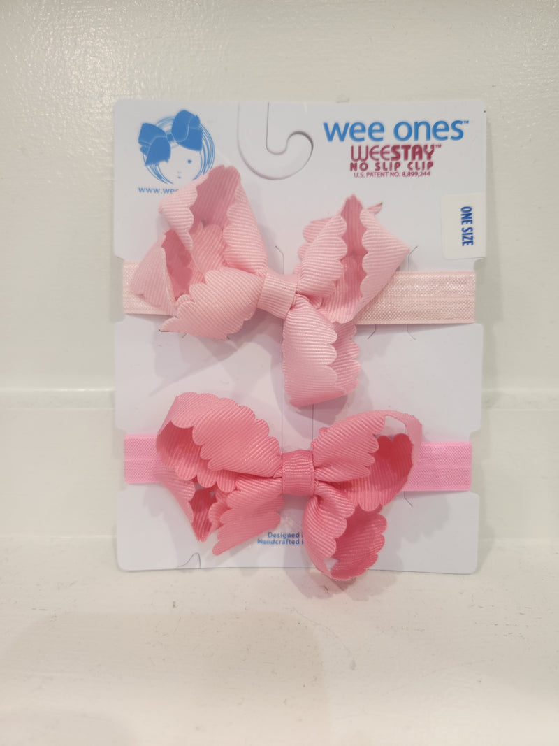 Baby Headband Set| Grosgrain Set of 2 Bow- Pink and Hot Pink | Wee Ones