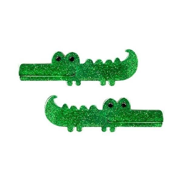 Alligator Clips |  Glitter Green Alligator | Lilies and Roses NY
