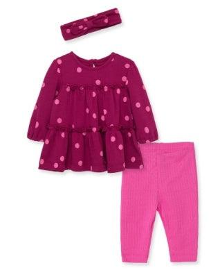 2PC Baby Set | Dottie Tunic Set- Pink | Little Me - The Ridge Kids