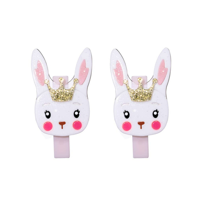 Alligator Clips | Cute White Bunny w/Crown | Lilies and Roses NY