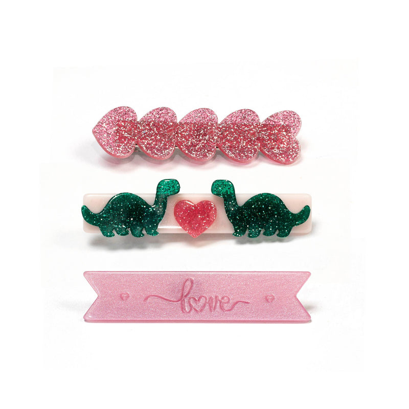 Alligator Clips | Valentines-Trio Love Dinosaur | Lilies and Roses NY - The Ridge Kids