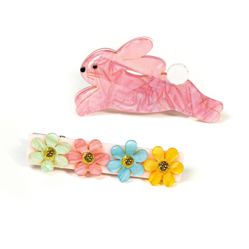 Alligator Clips | Hop Bunny Pink Satin | Lilies and Roses NY