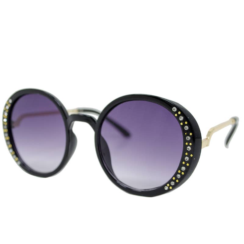 Sungalsses | Black Round Crystal Sunglasses | Tiny Treats and ZOMI GEMS