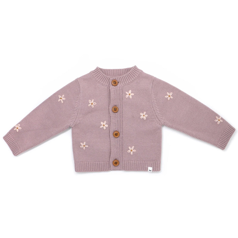 Long Sleeve Baby Sweater | EMB Pink Daisies | Oh Baby! - The Ridge Kids