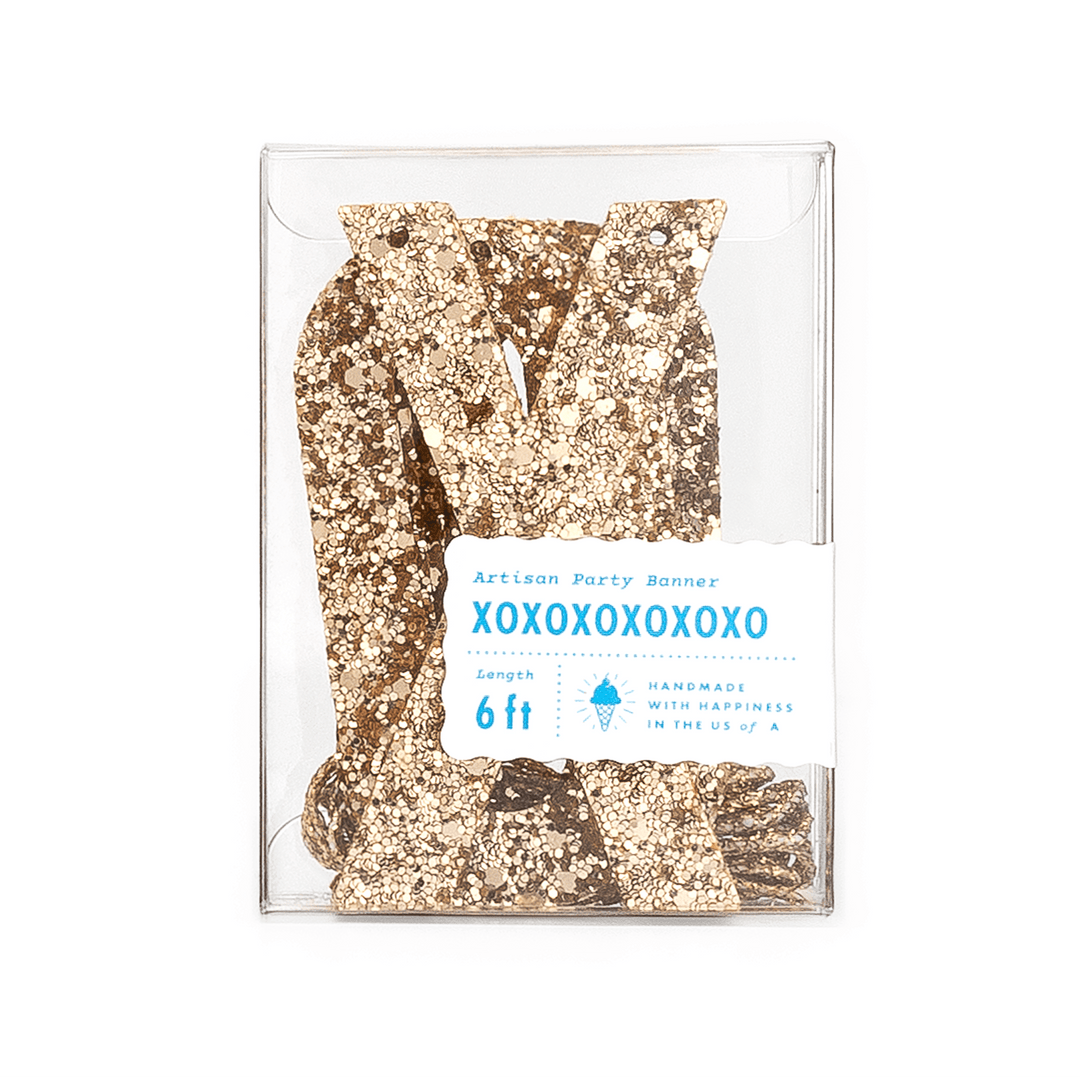 Valentines Day Party Decorations | XOXO Artisan Banner- Gold | Studio Pep - The Ridge Kids