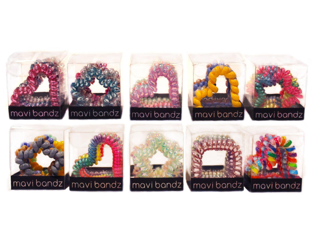 different shapes hair ties: hearts, star, square