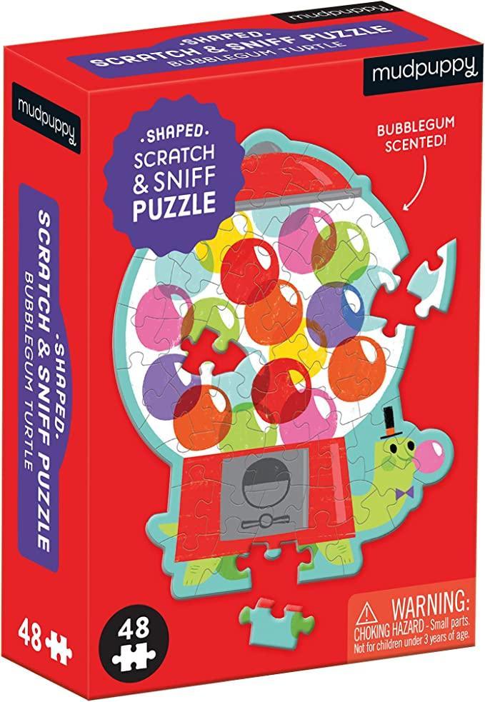 Mini 48 Piece Shaped Scratch & Sniff Puzzle | Bubblegum Turtle |Mudpuppy - The Ridge Kids
