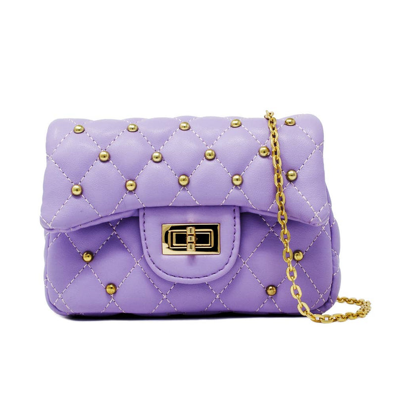 Handbags | Classic Quilted Stud Mini Bag- Purple | Tiny Treats and Zomi Gems