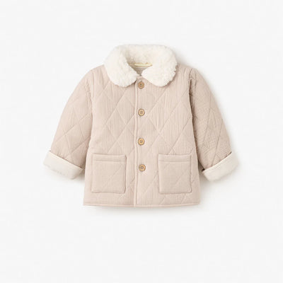 Baby Jacket | Organic Muslin Quilted Jacket- Taupe | Elegant Baby - The Ridge Kids