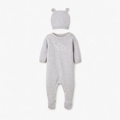 Baby One Piece Knit | Elephant Knit Jumpsuit with hat | Elegant Baby - The Ridge Kids