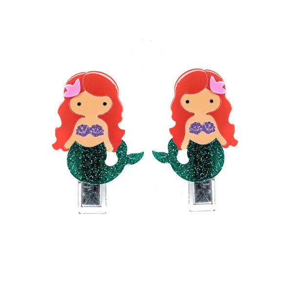 Alligator Hair Clips | Mermaid -Red Hair Glitter | Lilies and Roes NY