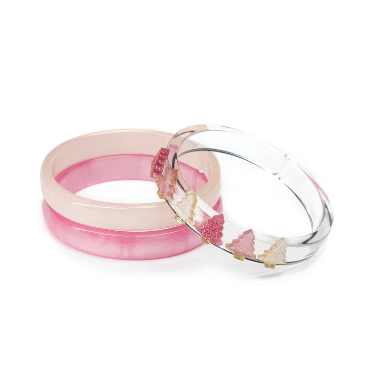 Girls Bangles Set | Christmas Tree Pink Pearlized | Lilies and Roses NY