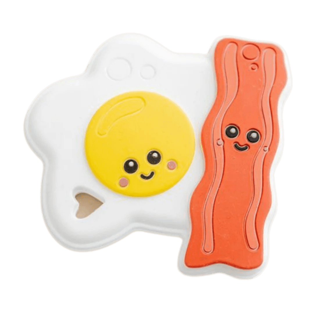 Silicone Teether | Eggs and Bacon | Three Hearts - The Ridge Kids