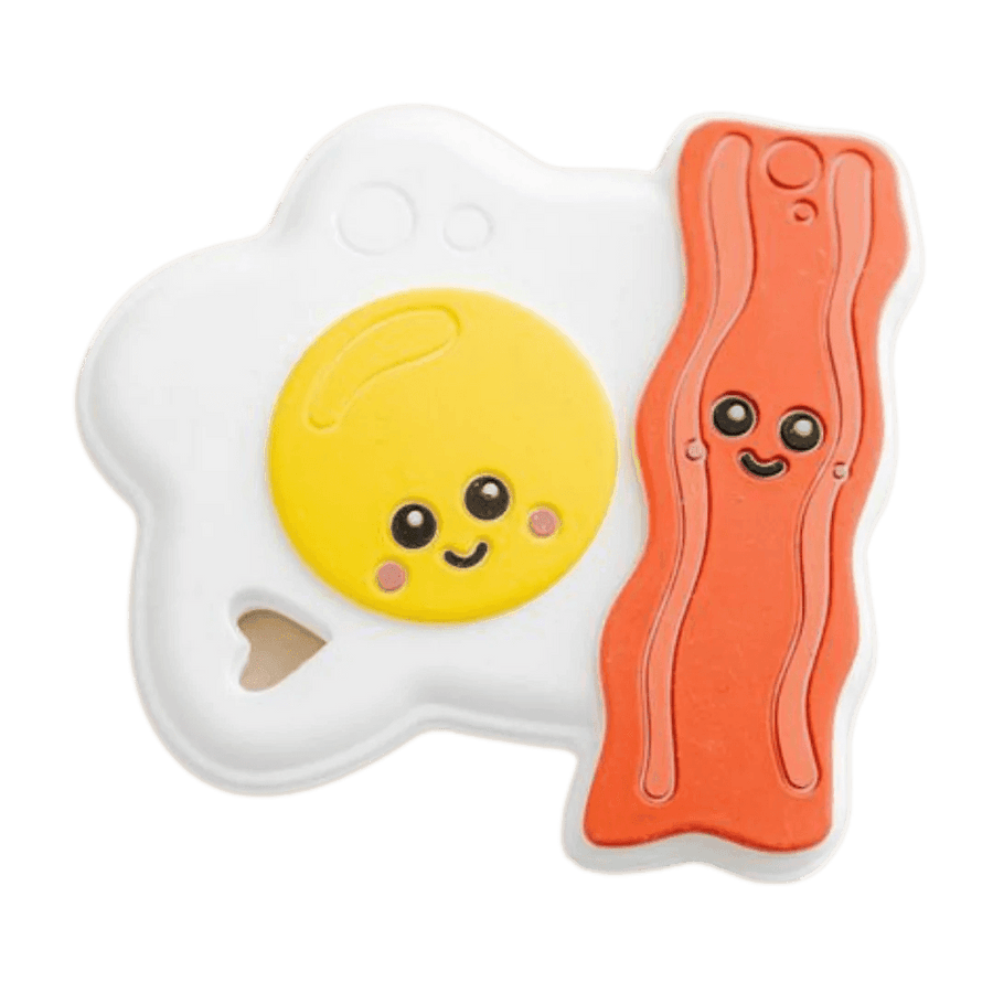 Silicone Teether | Eggs and Bacon | Three Hearts - The Ridge Kids