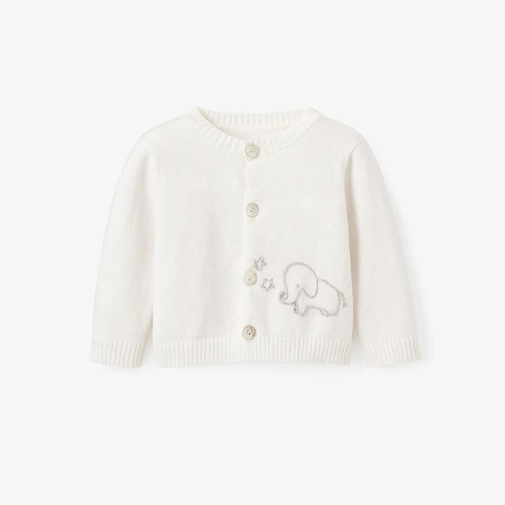 Baby Cardigan | Elephant - White | Elegant Baby - The Ridge Kids