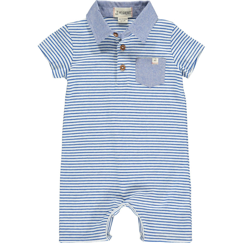 Baby Boy Altash Romper | Royal/Grey Stripe | Me and Henry - The Ridge Kids