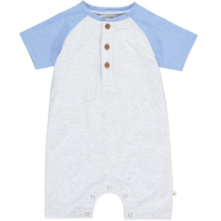 Baby Boy Aflot Raglan Henley Romper | Grey/Navy | Me and Henry - The Ridge Kids