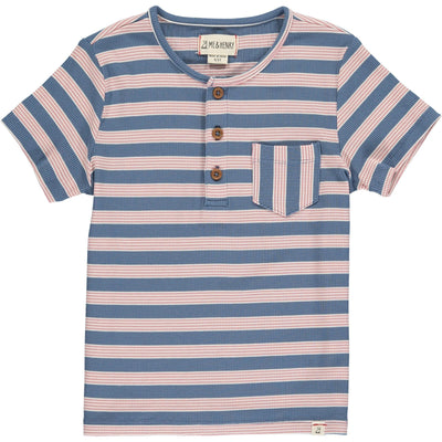 Unisex Dodger Striped Henley T-Shirt | Blue/Pink Stripe | Me and Henry - The Ridge Kids