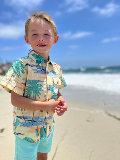 Boys Aloha Cotton Button Down Short Sleeve Shirt |Hawaii Print | Me and Henry - The Ridge Kids