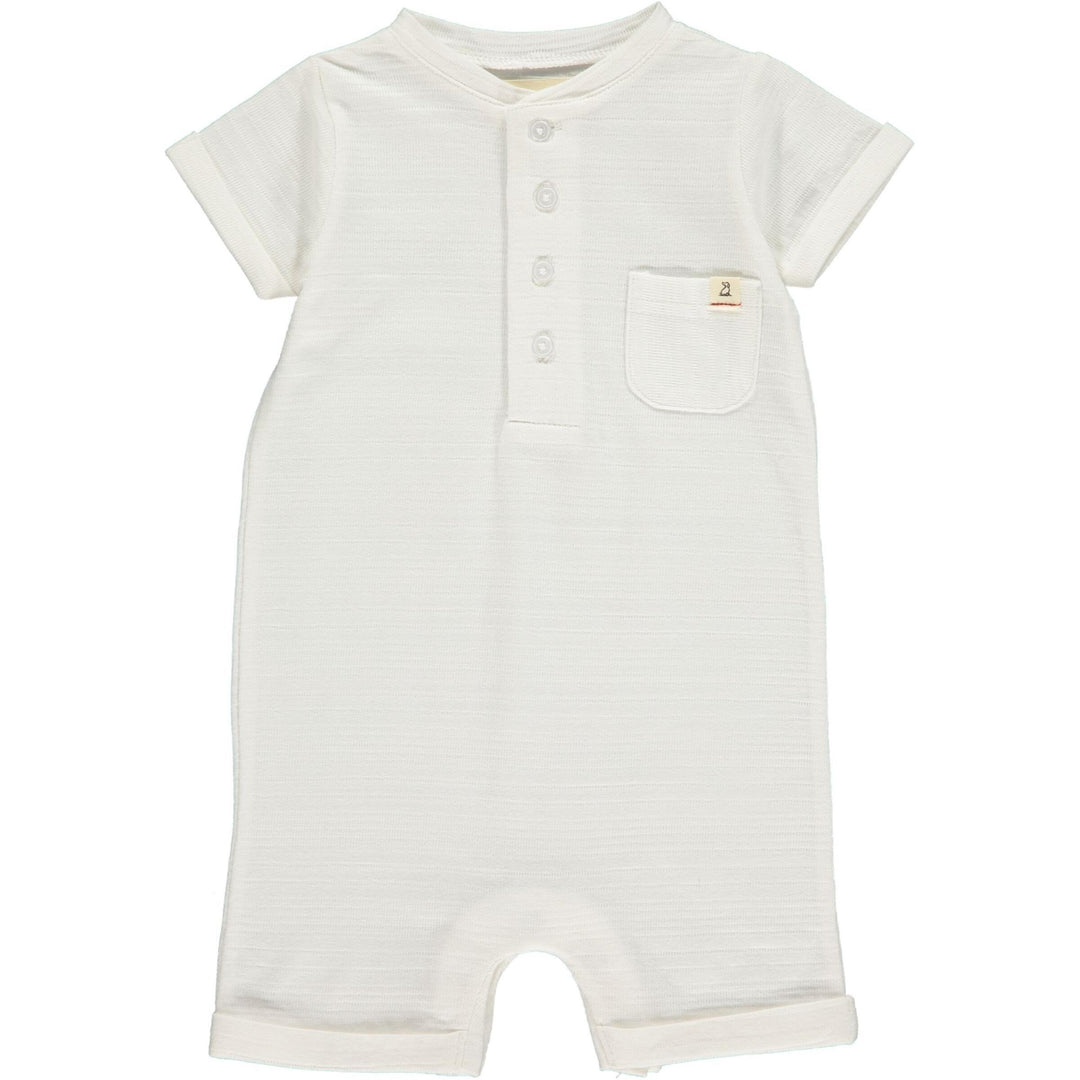 Baby Boy Camborne Henley Romper | White Ribbed | Me and Henry - The Ridge Kids