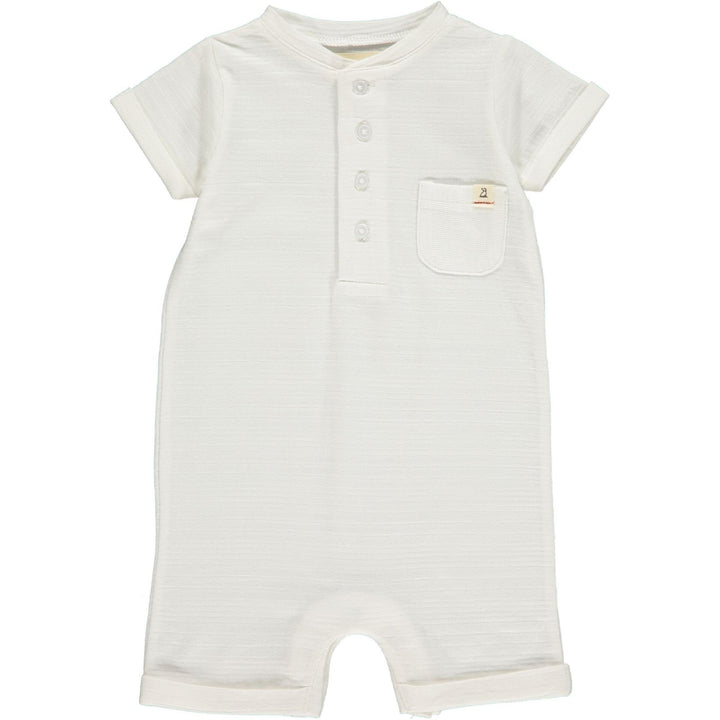 Baby Boy Camborne Henley Romper | White Ribbed | Me and Henry - The Ridge Kids