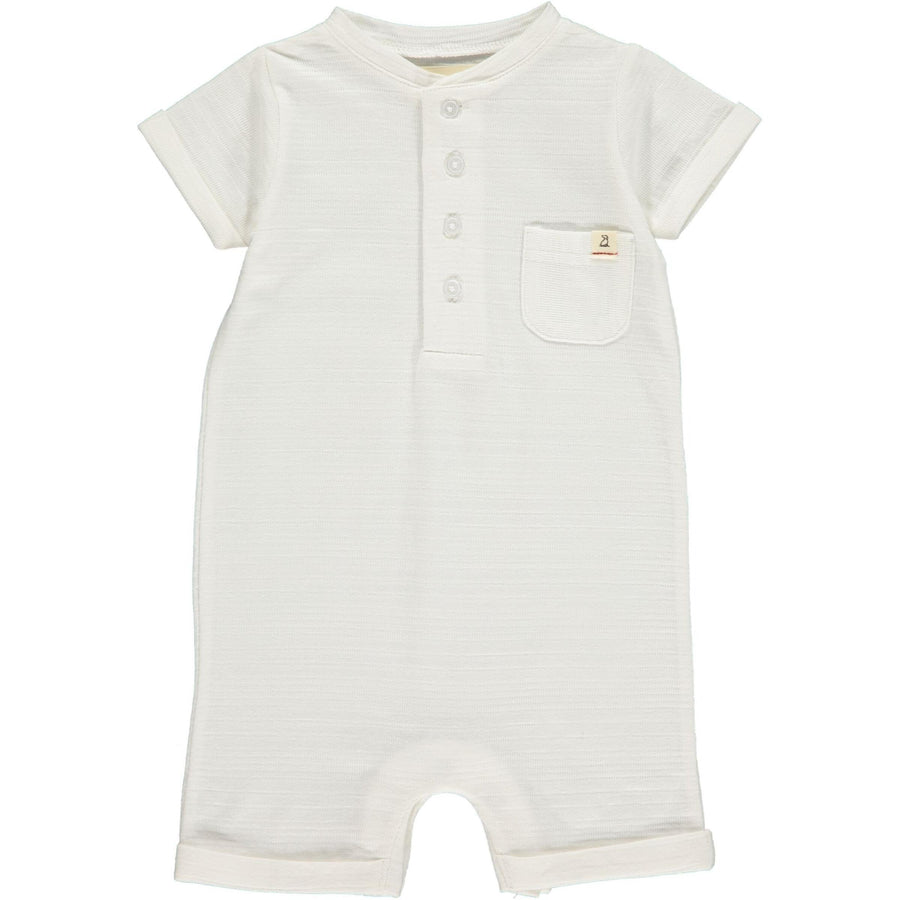 Baby Boy Camborne Henley Romper | White Ribbed | Me and Henry - The Ridge Kids