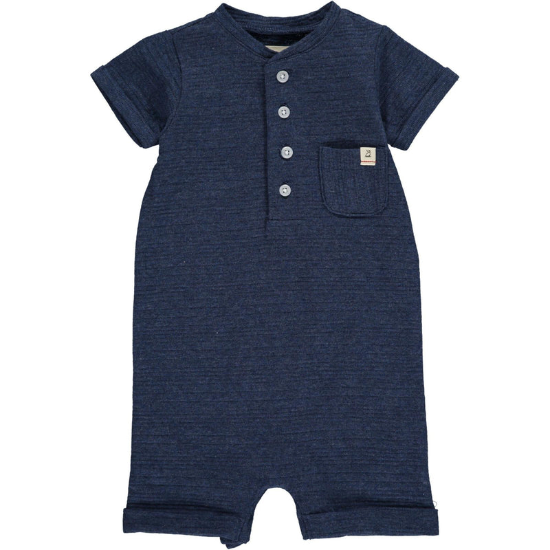 Baby Boy Camborne Henley Romper | Navy Ribbed | Me and Henry - The Ridge Kids