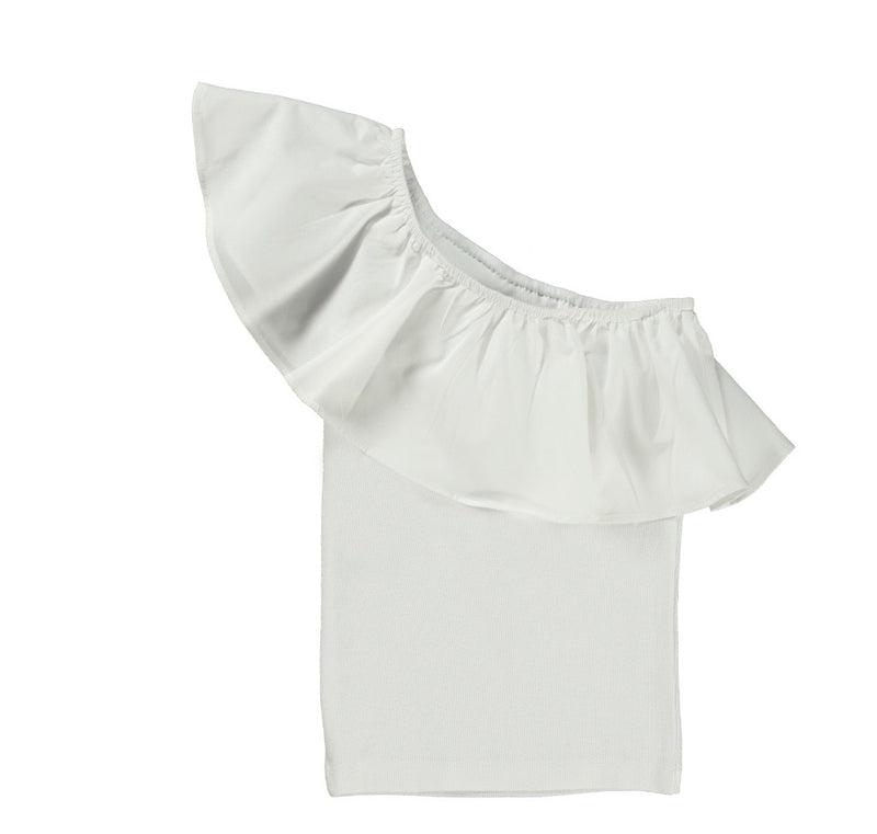 Rebecca Organic Cotton One Shoulder Strap Top | White| Molo
