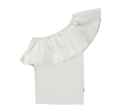 Rebecca Organic Cotton One Shoulder Strap Top | White| Molo