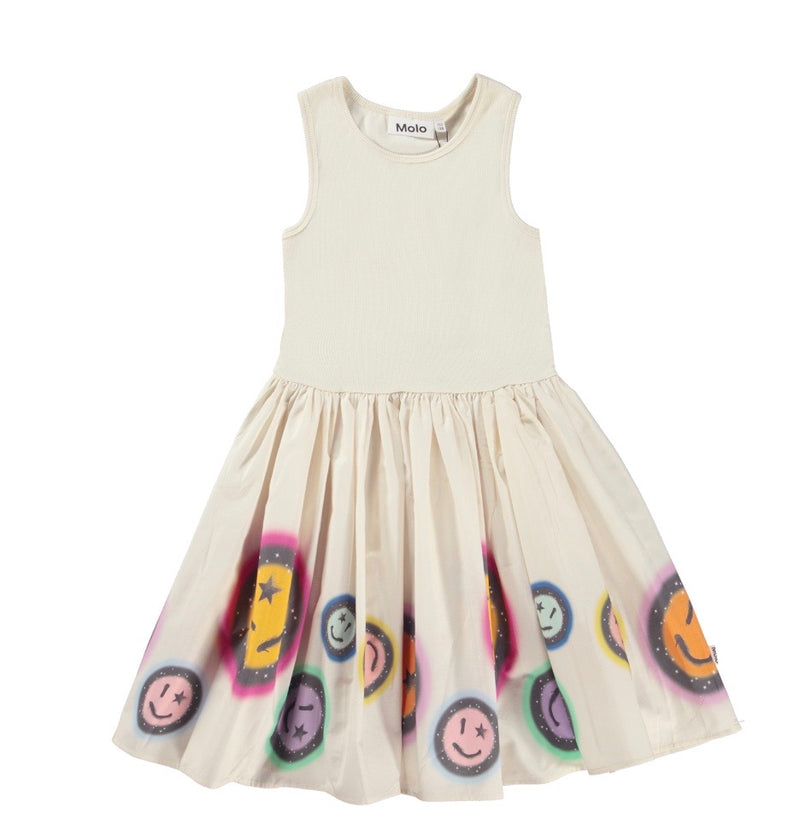 Cassandra Organic Cotton Short Sleeve Dress | Space Rainbow | Molo
