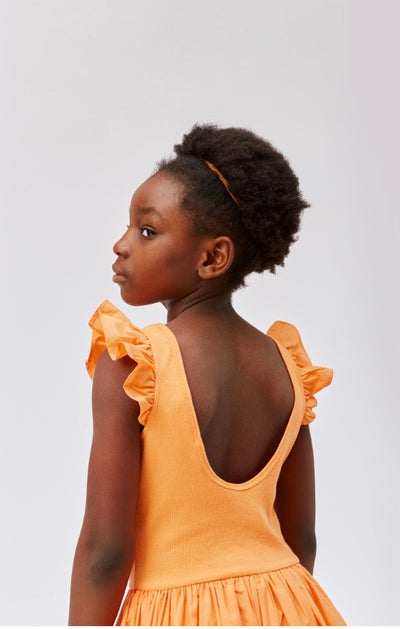 Girls Cloudia Organic Cotton Sleeveless Dress | Papaya | Molo