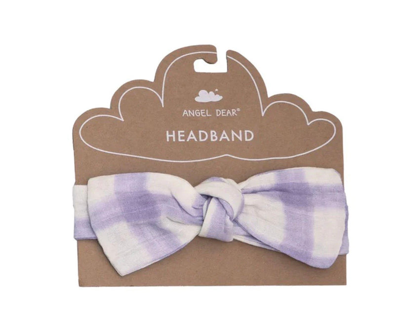 Baby Girl Accessories | Lavender Rose & Gingham Headband | Angel Dear