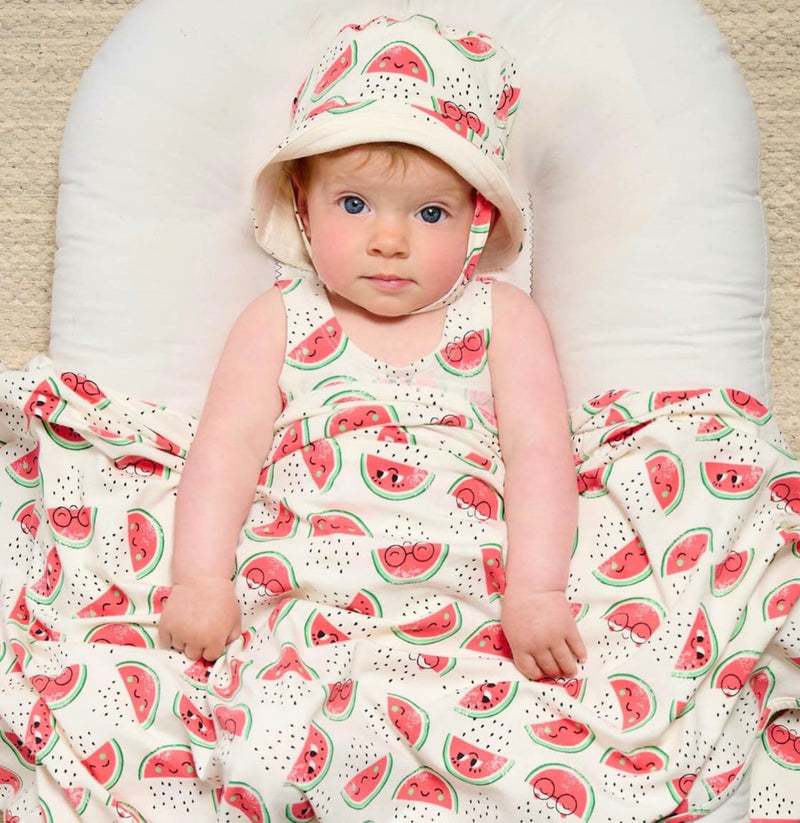 Baby Girl Organic Cotton Bodysuit with Skirt | Watermelon Print | The Bonnie Mob